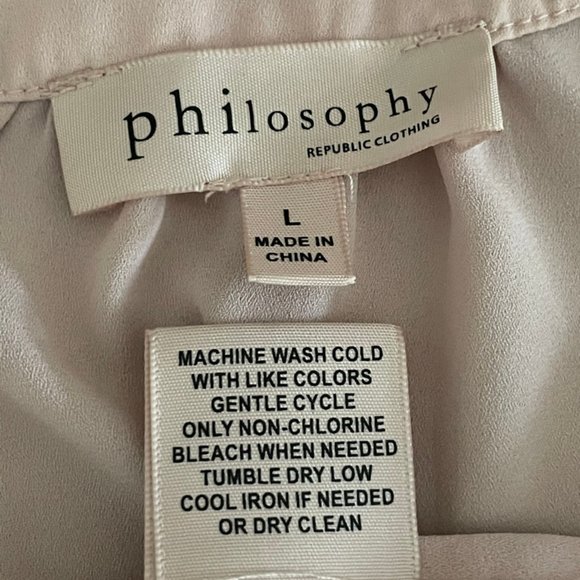 Philosophy Light Pink Flowy Dressy V-Neck Shirt Ruffle Short Sleeves - Picture 2 of 8